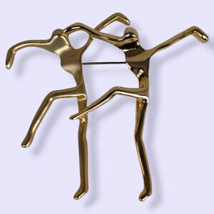 (2/$20) Vintage Half Matte Modernist Dance Brooch